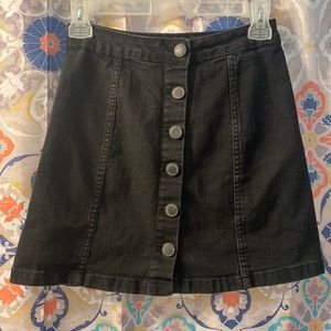 Parisian black denim button skirt